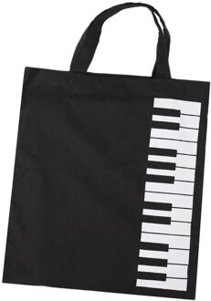 Piano Music Notes Katoen Schouder Draagtas Winkelen Handtas Voor Vrouwen Meisjes zwart