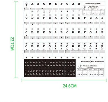 Piano Sticker Transparant 49/61 Sleutel Elektronische Toetsenbord 88 Key Piano Toetsenbord Sticker Piano Stave Note Sticker Voor Witte Toetsen zwart wit