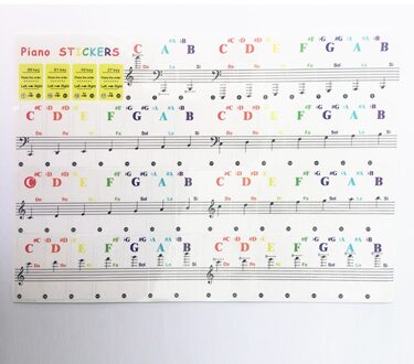 Piano Sticker Transparant Piano Toetsenbord Sticker 49/61 Sleutel Elektronische Toetsenbord 88 Key Piano Stave Note Sticker voor Witte Toetsen