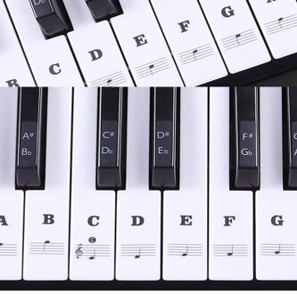 Piano Sticker Transparant Piano Toetsenbord Sticker Verwijderbare Elektronische Toetsenbord 37/49/54/61/88 Sleutel Voor Beginners praktijk zwart wit stijl