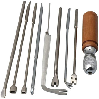 Piano Tuning Maintenance Tools Kit Tuning Wrench with Wooden Combination Tool Handle Pack of 9