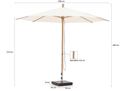 Piazzino parasol ø 300cm - Laagste prijsgarantie! Wit