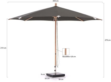 Piazzino parasol ø 350cm - Laagste prijsgarantie! Grijs