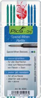 Pica Vullingenset | 3x blauw, 2x wit, 3x groen | waterbestendig | Pica Dry 4040 | 8 stiften / set | 1 stuk - 4040 - 4040a
