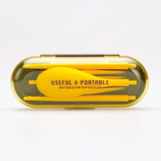 Picknick Servies Draagbare Lepel Vork Eetstokjes Plastic Drie-Stukken 1 Set Reizen Noodzaak Kit Opvouwbaar Keuken Gadgets geel