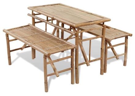 Picknick tafel set inklapbaar bamboe 3-delig Bruin