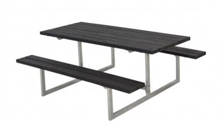 Picknicktafel "Basic" Zwart - Gerecycled Kunststof Planken Black