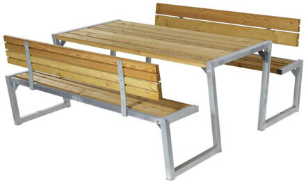 Picknicktafel Douglas geolied - Zigma - 2 rugleuningen - 190 x 176 x 73 cm Bruin