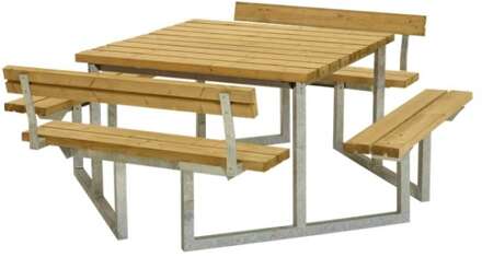 Picknicktafel Douglas onbehandeld | Twist 2 rugleuningen 204 x 227 x 76 cm Bruin licht