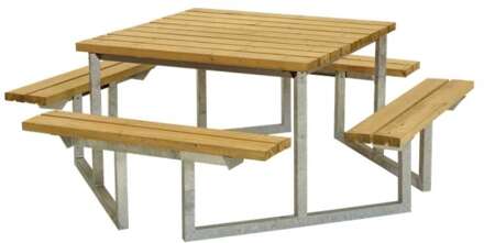 Picknicktafel Douglas onbehandeld - Twist vierkant 204 x 204 x 73 cm Bruin licht