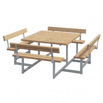 Picknicktafel thermowood - Picknick vierkant - 224 x 224 x 76 cm Bruin
