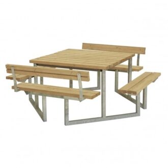 Picknicktafel thermowood - Twist - vierkant - 2 rugleuningen - 227 x 204 x 73 cm Bruin