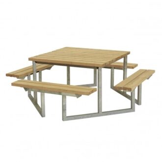 Picknicktafel thermowood - Twist - vierkant - 204 x 204 x 73 cm Bruin