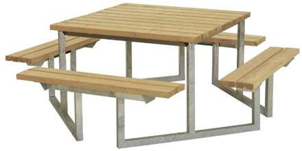 Picknicktafel thermowood - Twist - vierkant - 204 x 204 x 73 cm Bruin