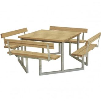 Picknicktafel thermowood - Twist - vierkant - 4 rugleuningen - 227 x 227 x 73 cm Bruin