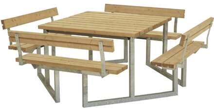 Picknicktafel thermowood - Twist - vierkant - 4 rugleuningen - 227 x 227 x 73 cm Bruin