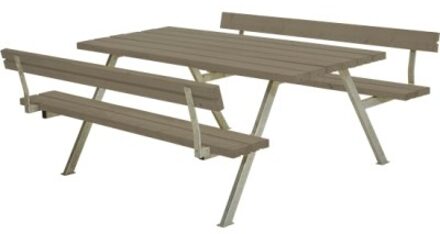 Picknicktafel Tuin Alpha Grijs Bruin 2 Rugleuningen Black