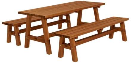 Picknicktafel vuren - Country - gegrond teak - 181 x 177 x 76 cm