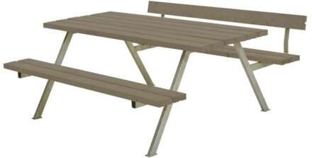 Picknicktafel vuren gegrond grijsbruin | Alpha 1 rugleuning 173 x 177 x 76 cm