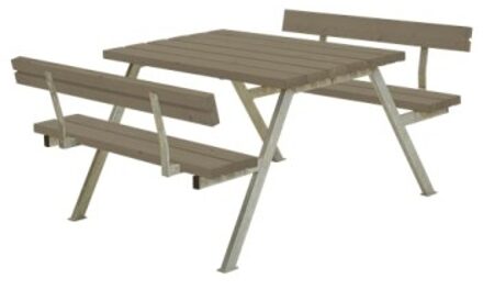 Picknicktafel vuren gegrond grijsbruin - Alpha 2 rugleuning 185 x 118 x 76 cm