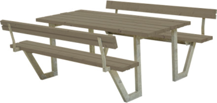 Picknicktafel vuren gegrond grijsbruin - Wega 2 rugleuning 185 x 177 x 76 cm