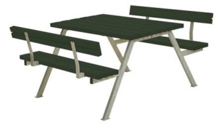 Picknicktafel vuren gegrond groen - Alpha 2 rugleuning 185 x 118 x 76 cm