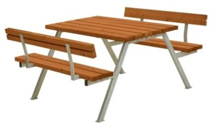 Picknicktafel vuren gegrond teak - Alpha 2 rugleuning 185 x 118 x 76 cm