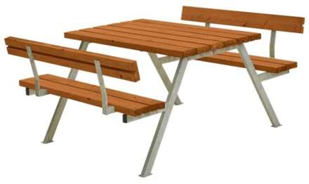 Picknicktafel vuren gegrond teak | Alpha 2 rugleuning 185 x 118 x 76 cm