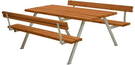 Picknicktafel vuren gegrond teak | Alpha 2 rugleuning 185 x 177 x 76 cm