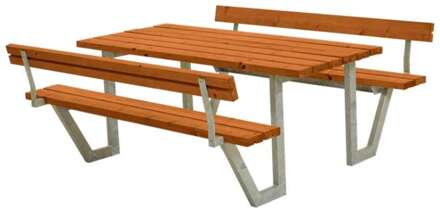 Picknicktafel vuren gegrond teak | Wega 2 rugleuning 185 x 177 x 76 cm