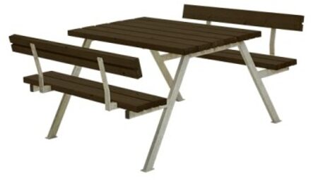 Picknicktafel vuren gegrond zwart - Alpha 2 rugleuning 185 x 118 x 76 cm