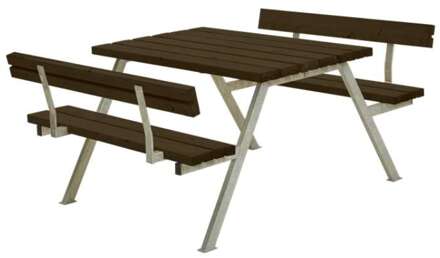 Picknicktafel vuren gegrond zwart | Alpha 2 rugleuning 185 x 118 x 76 cm