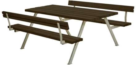 Picknicktafel vuren gegrond zwart | Alpha 2 rugleuning 185 x 177 x 76 cm