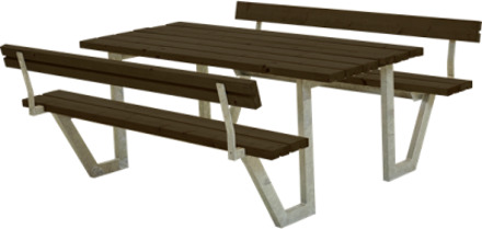 Picknicktafel vuren gegrond zwart - Wega 2 rugleuning 185 x 177 x 76 cm