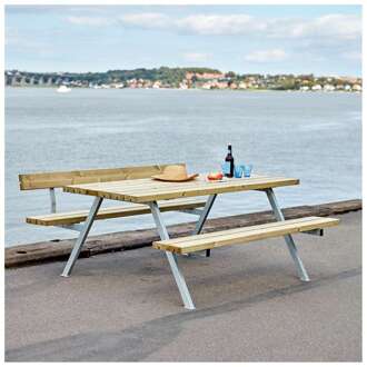 Picknicktafel vuren geimpregneerd | Alpha 1 rugleuning 173 x 118 x 76 cm Bruin