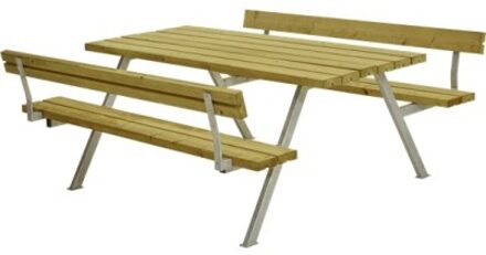 Picknicktafel vuren geimpregneerd | Alpha 2 rugleuning 185 x 177 x 76 cm Bruin