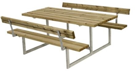 Picknicktafel vuren geimpregneerd - Basic - 2 rugleuningen - 184 x 177 x 73 cm Bruin