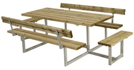 Picknicktafel vuren geimpregneerd - Basic - 4 banken 2 met rugleuning - 184 x 260 x 73 cm Bruin
