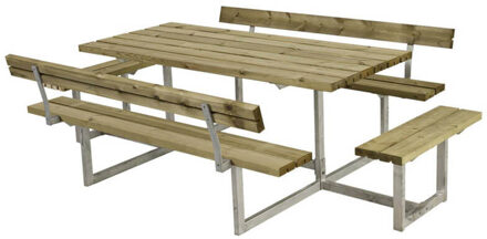 Picknicktafel vuren geimpregneerd - Basic - 4 banken 2 met rugleuning - 184 x 260 x 73 cm Bruin