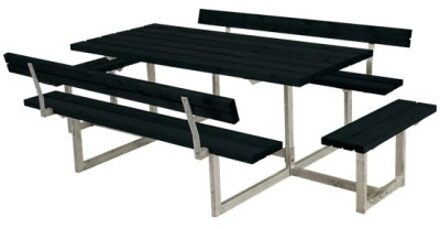 Picknicktafel vuren geimpregneerd - Basic - 4 banken 2 met rugleuning zwart - 184 x 260 x 73 cm