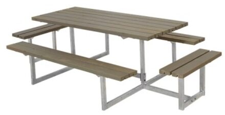 Picknicktafel vuren geimpregneerd - Basic - 4 banken grijsbruin - 160 x 260 x 73 cm