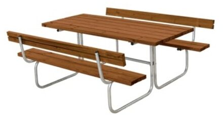 Picknicktafel vuren geimpregneerd - Classic 2 rugleuningen teak - 177 x 177 x 75 cm