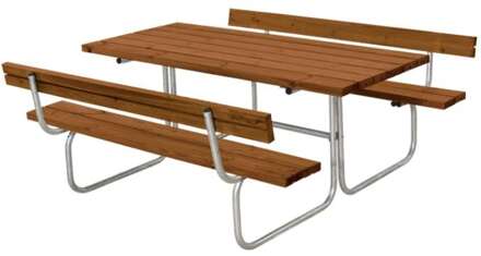 Picknicktafel vuren geimpregneerd - Classic 2 rugleuningen teak - 177 x 177 x 75 cm