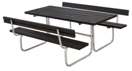 Picknicktafel vuren geimpregneerd - Classic - 2 rugleuningen zwart - 177 x 177 x 73 cm