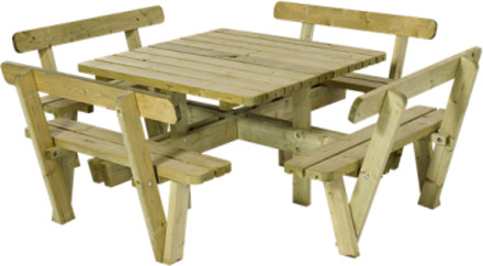 Picknicktafel vuren geimpregneerd - Kombi - vierkant met rugleuning - 237 x 237 x 84 cm Bruin