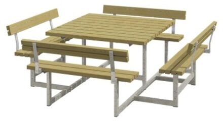 Picknicktafel vuren geimpregneerd - Picknick vierkant 4 rugleuningen 224 x 224 x 76 cm Bruin