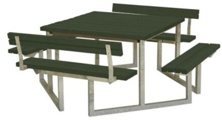 Picknicktafel vuren geimpregneerd - Twist vierkant 2 rugleuningen gegrond groen 227 x 204 x 76 cm