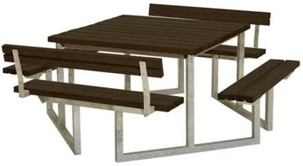 Picknicktafel vuren geimpregneerd | Twist vierkant 2 rugleuningen gegrond zwart 227 x 204 x 76 cm