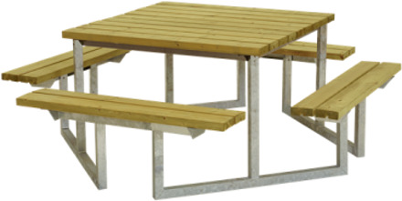 Picknicktafel vuren geimpregneerd - Twist vierkant 204 x 204 x 73 cm Bruin