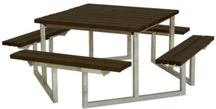 Picknicktafel vuren geimpregneerd | Twist vierkant gegrond zwart 204 x 204 x 73 cm